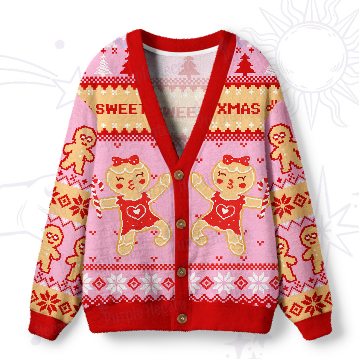 Purplehecate Sweet Xmas Ugly Cardigan Sweaters