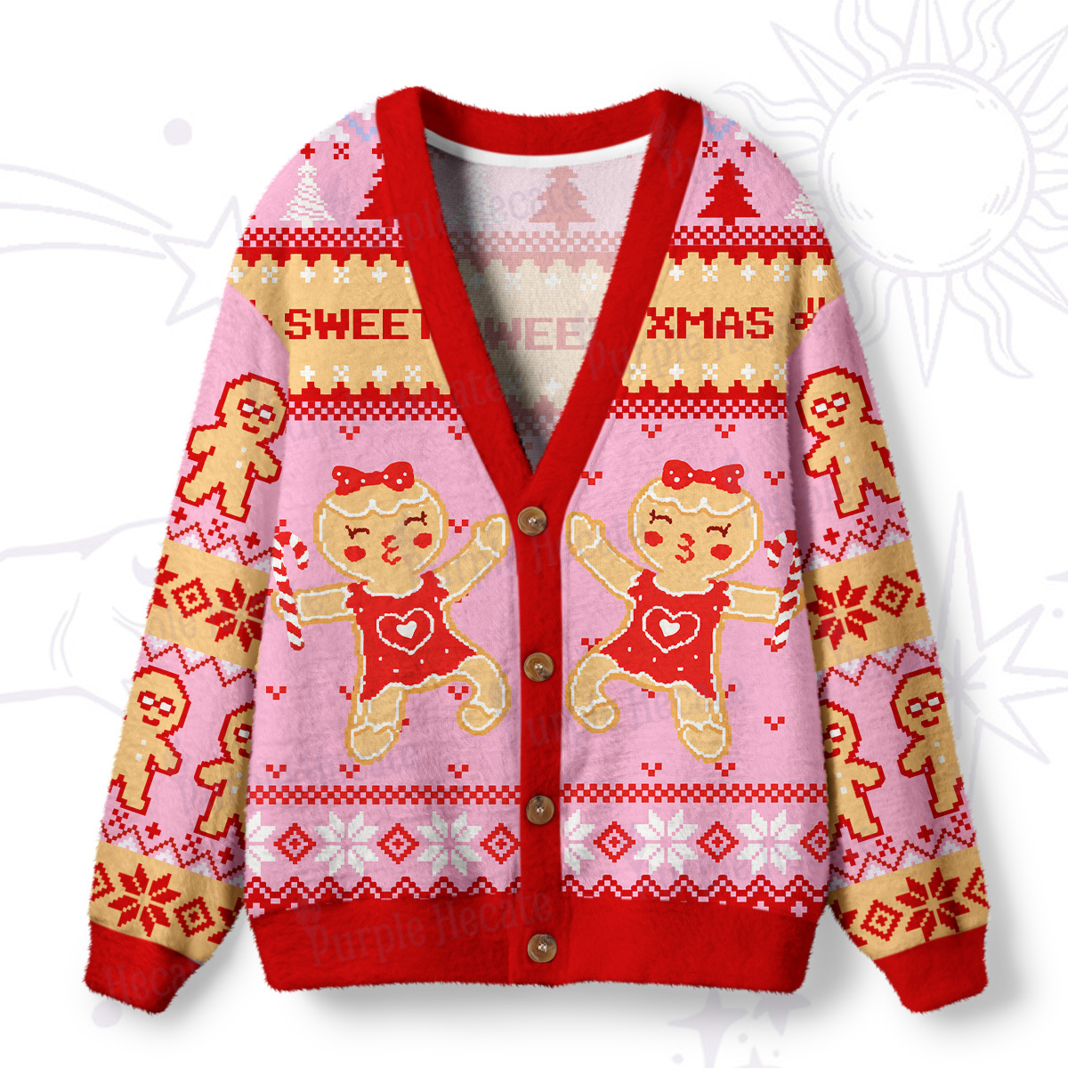 Purplehecate Sweet Xmas Ugly Cardigan Sweaters