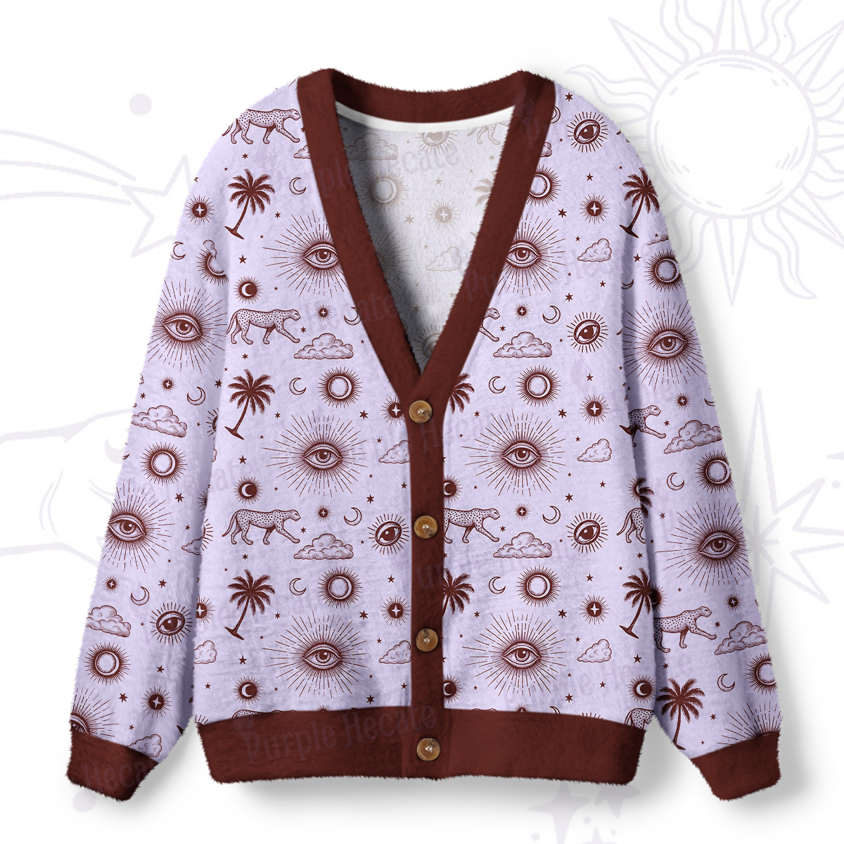 Purplehecate Eye of the Universe Ugly Cardigan Sweaters