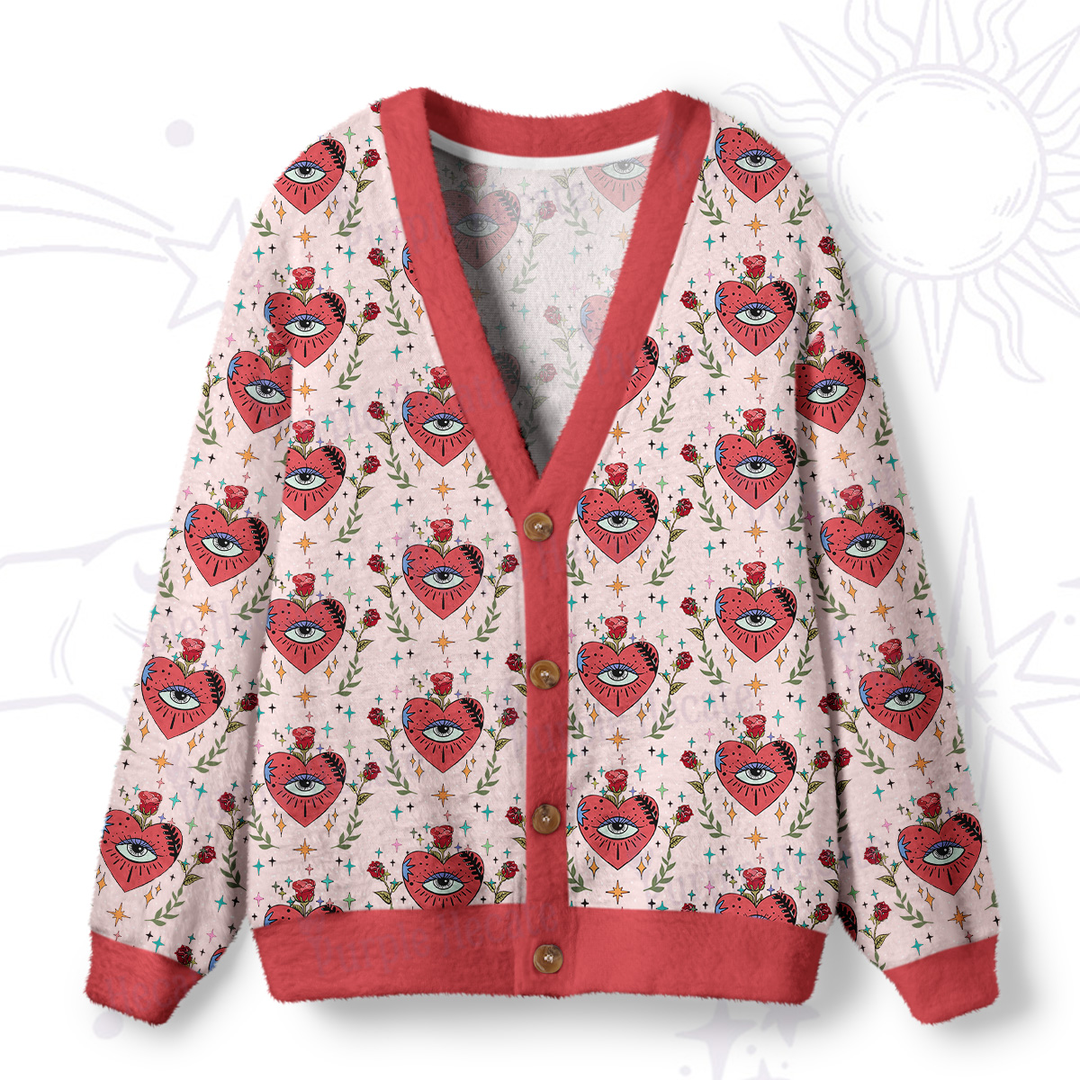 Purplehecate Sacred Heart Ugly Cardigan Sweaters