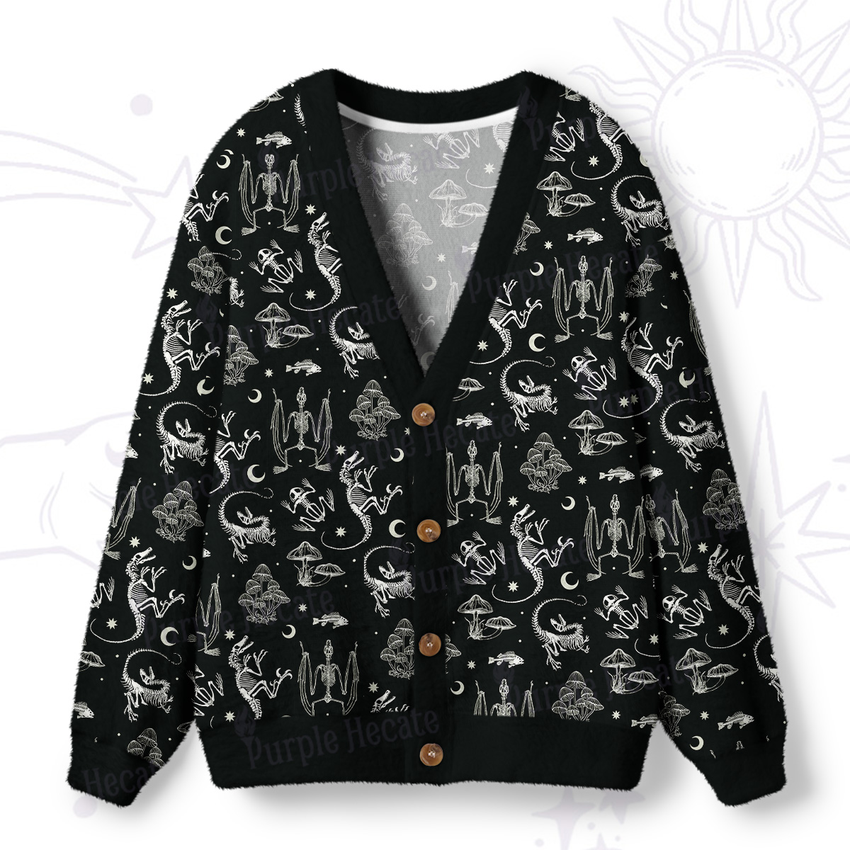 Purplehecate Prehistoric Fantasy Ugly Cardigan Sweaters