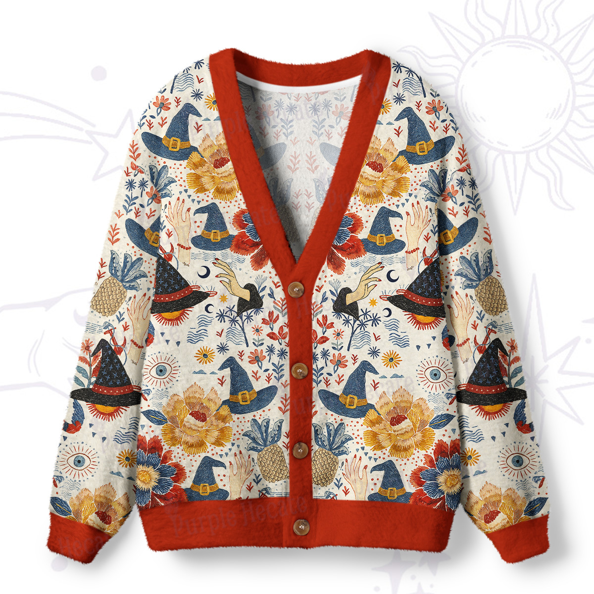 Purplehecate Witching Bloom Ugly Cardigan Sweaters