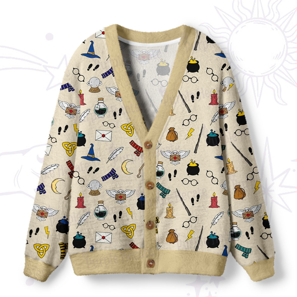 Purplehecate Wizard School Magic Ugly Cardigan Sweaters