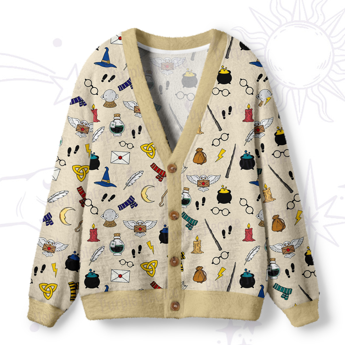 Purplehecate Wizard School Magic Ugly Cardigan Sweaters
