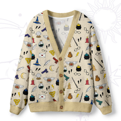 Purplehecate Wizard School Magic Ugly Cardigan Sweaters
