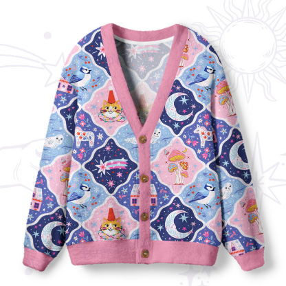 Purplehecate Dreamy Moonlight Fairy Tale Ugly Cardigan Sweaters