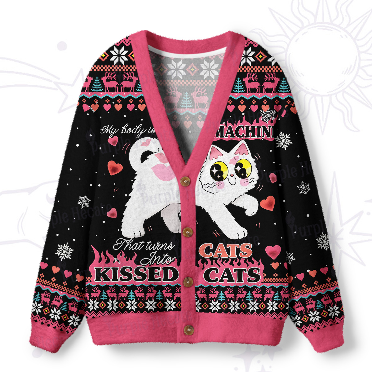Purplehecate I Turn Cats Into Kissed Cats Ugly Cardigan Sweaters