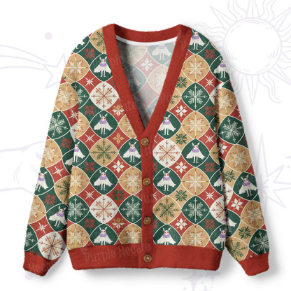 Purplehecate Retro Mothman Snowflake Ugly Cardigan Sweaters