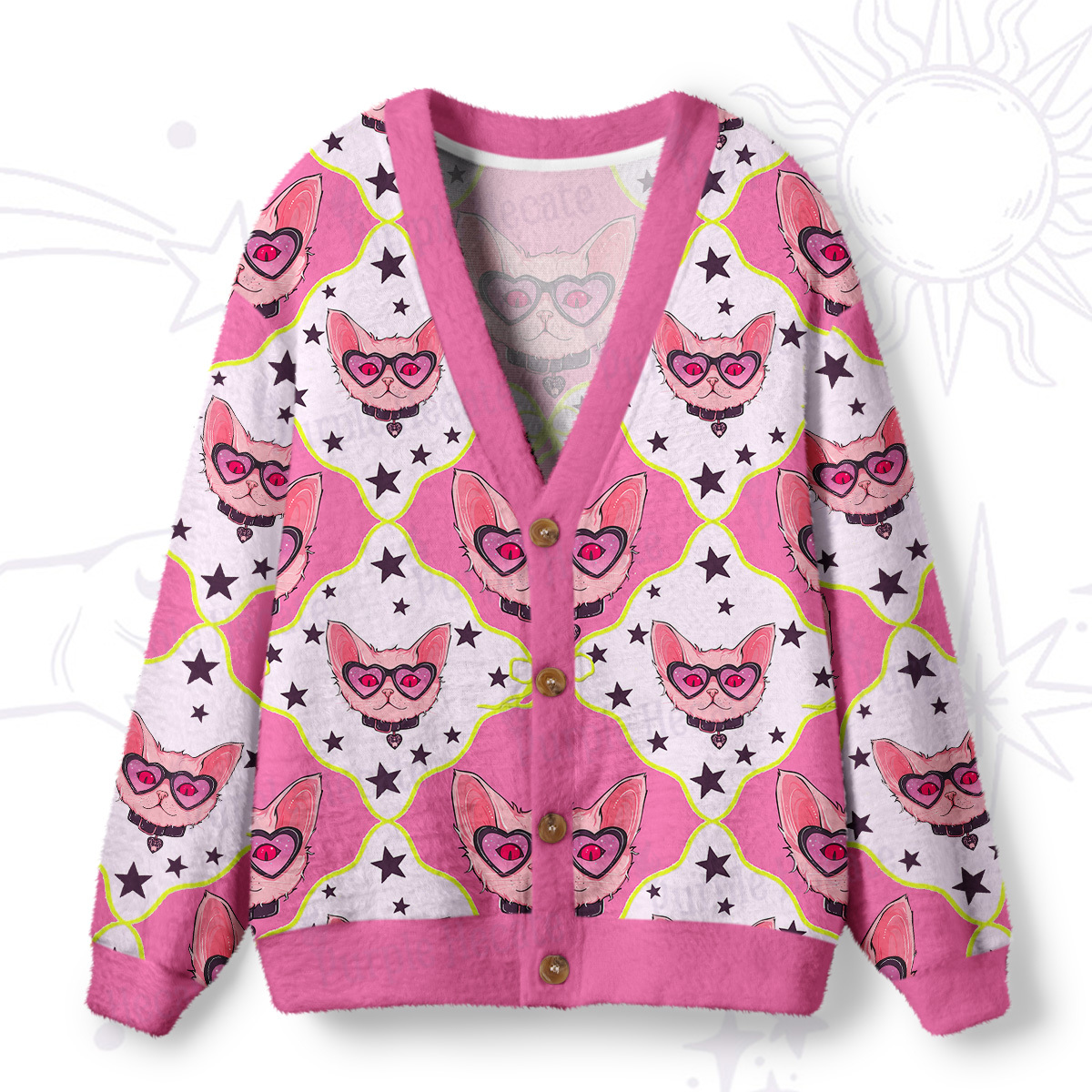 Purplehecate Slightly Wicked Cat Ugly Cardigan Sweaters