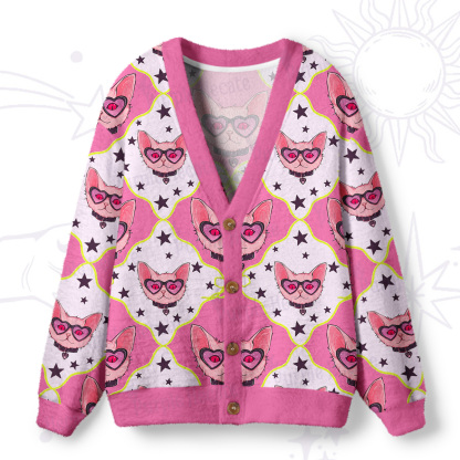 Purplehecate Slightly Wicked Cat Ugly Cardigan Sweaters
