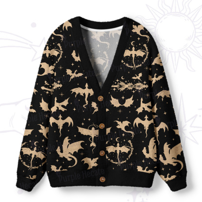 Purplehecate Fantasy Dragon Allover Ugly Cardigan Sweaters