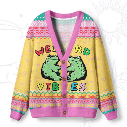 Purplehecate Weird Frog Vibes Ugly Cardigan Sweaters