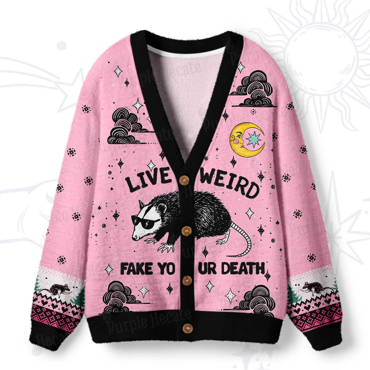 Purplehecate Live Weird Fake Your Death Ugly Cardigan Sweaters