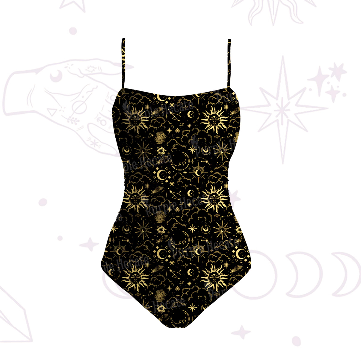 Purplehecate Mysterious Star & Moon Slim-Strap Swimsuit