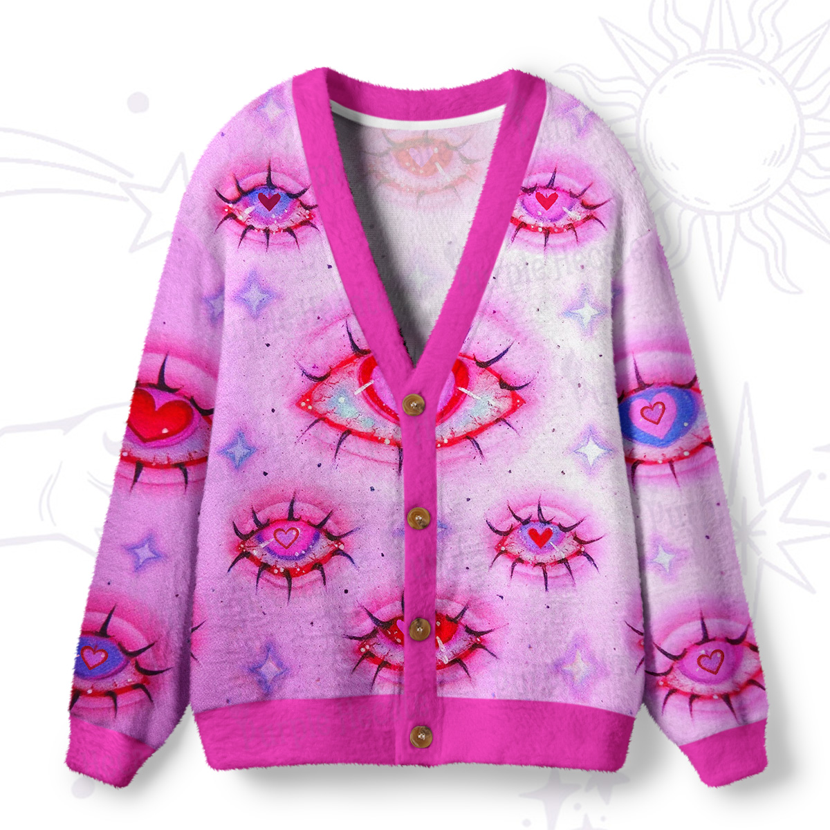 Purplehecate Mystic Love-Eye Ugly Cardigan Sweaters