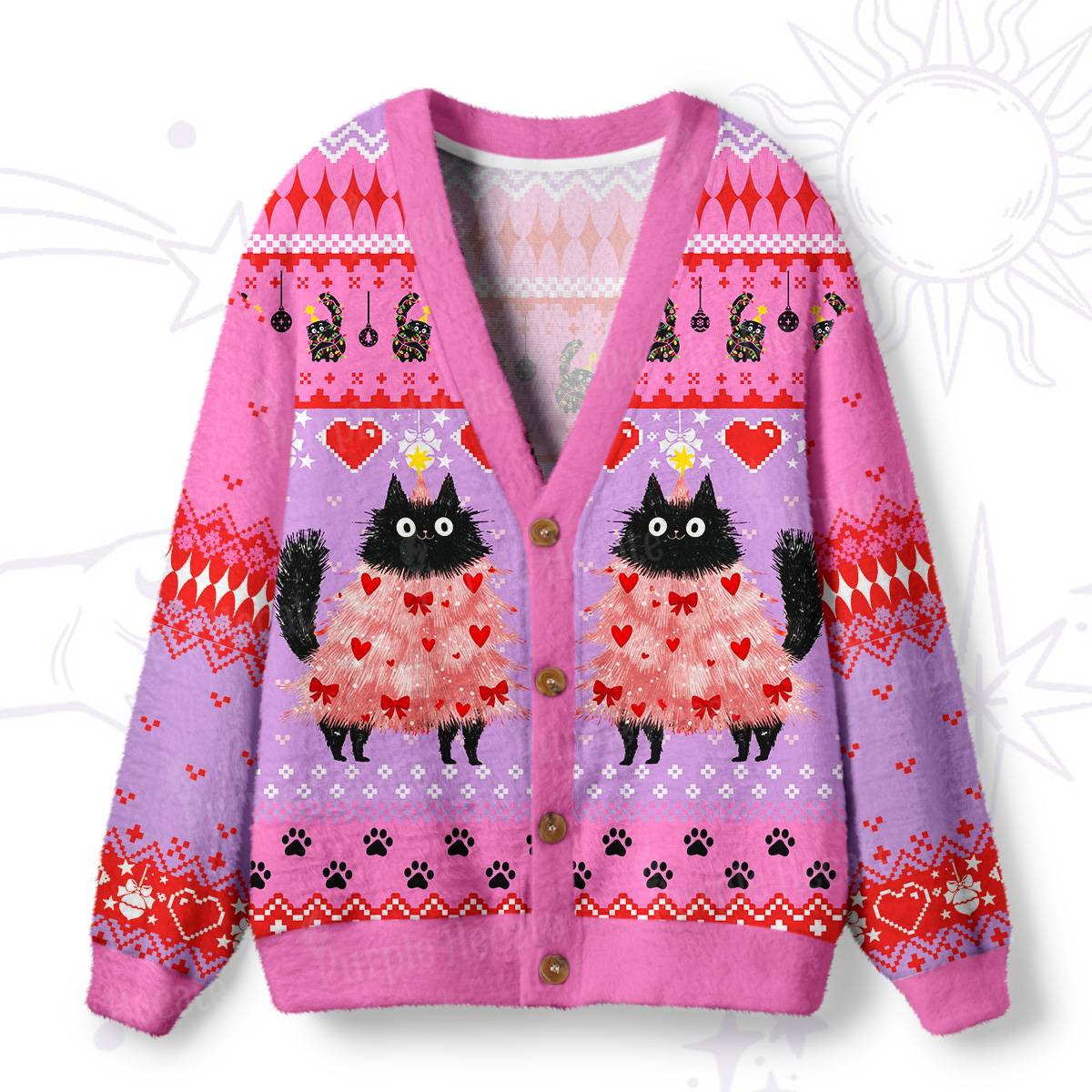 Purplehecate Funny Black Cat in Tree Ugly Cardigan Sweaters