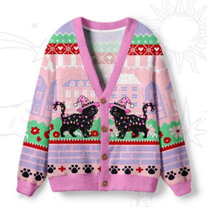 Purplehecate Cute Valentine Cat Ugly Cardigan Sweaters