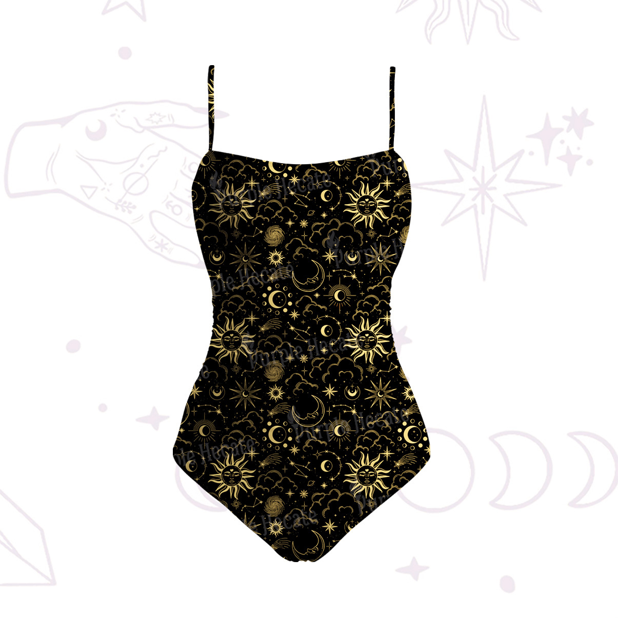 Purplehecate Mysterious Star & Moon Slim-Strap Swimsuit