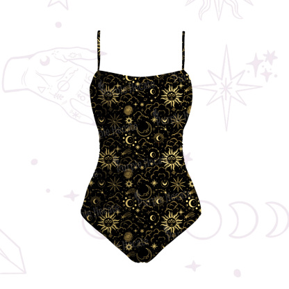Purplehecate Mysterious Star & Moon Slim-Strap Swimsuit