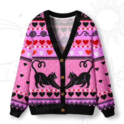 Purplehecate Sweet Black Cat Ugly Cardigan Sweaters
