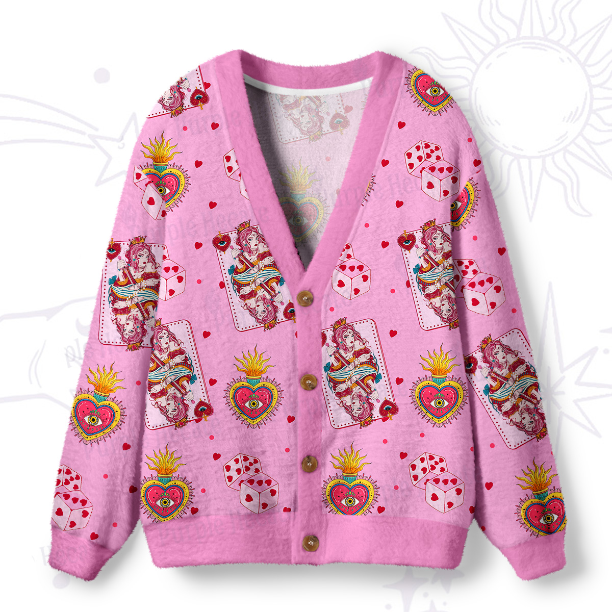 Purplehecate Queen of Hearts Ugly Cardigan Sweaters