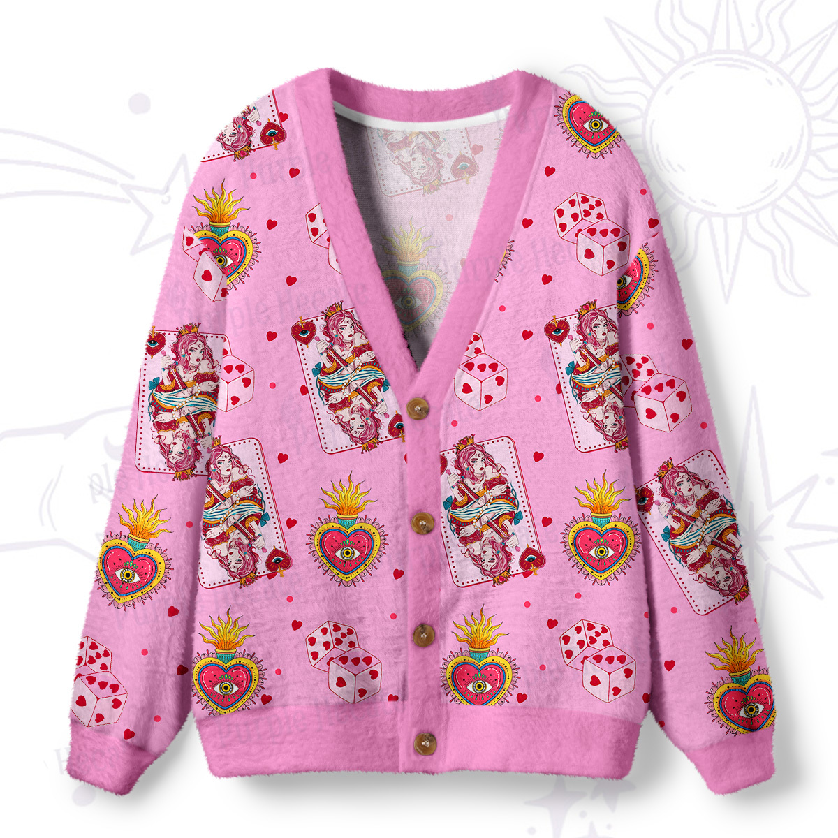 Purplehecate Queen of Hearts Ugly Cardigan Sweaters