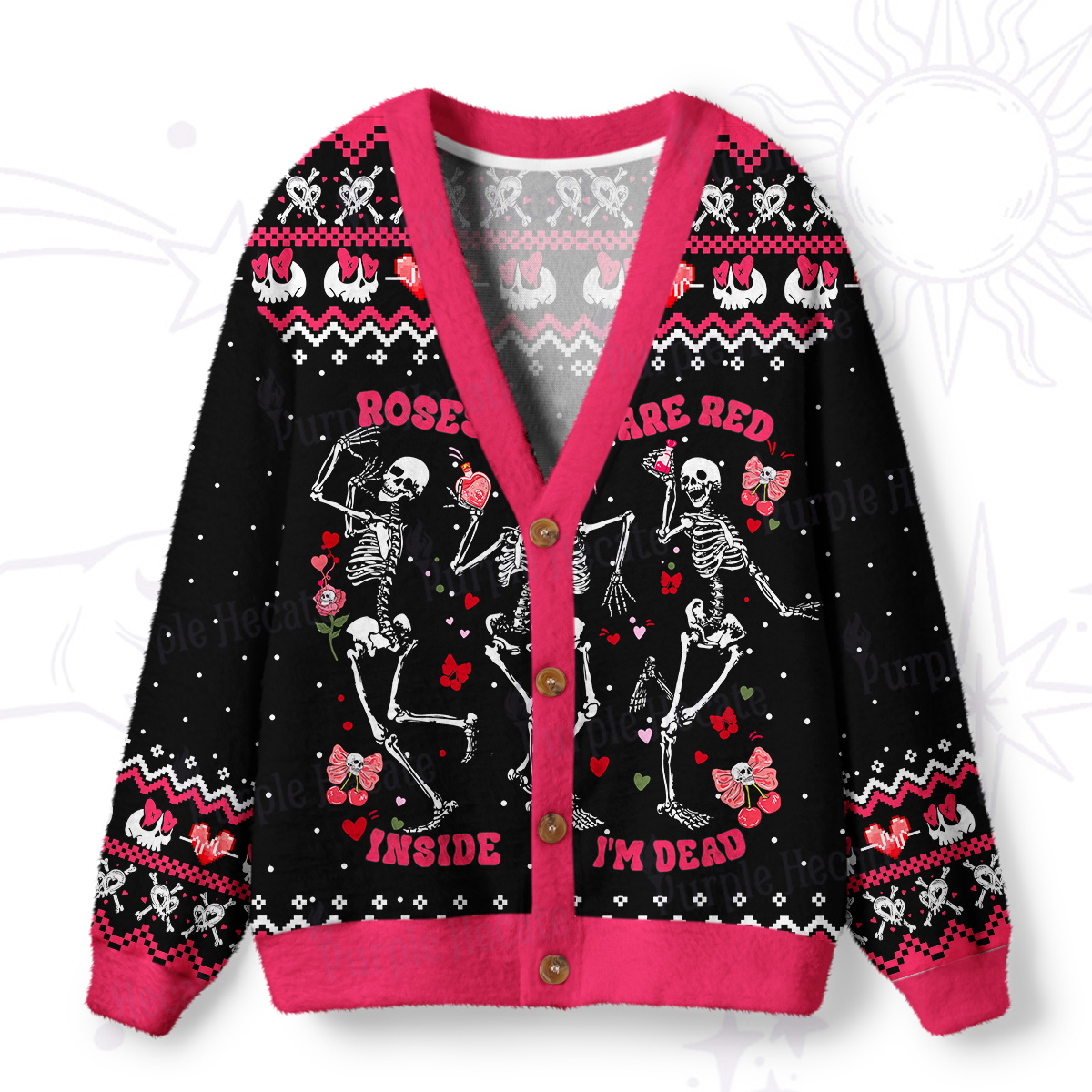 Purplehecate Roses Are Red Inside I'm Dead Ugly Cardigan Sweaters