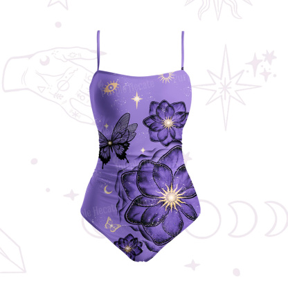 Purplehecate Moonlit Petals and Wings Slim-Strap Swimsuit