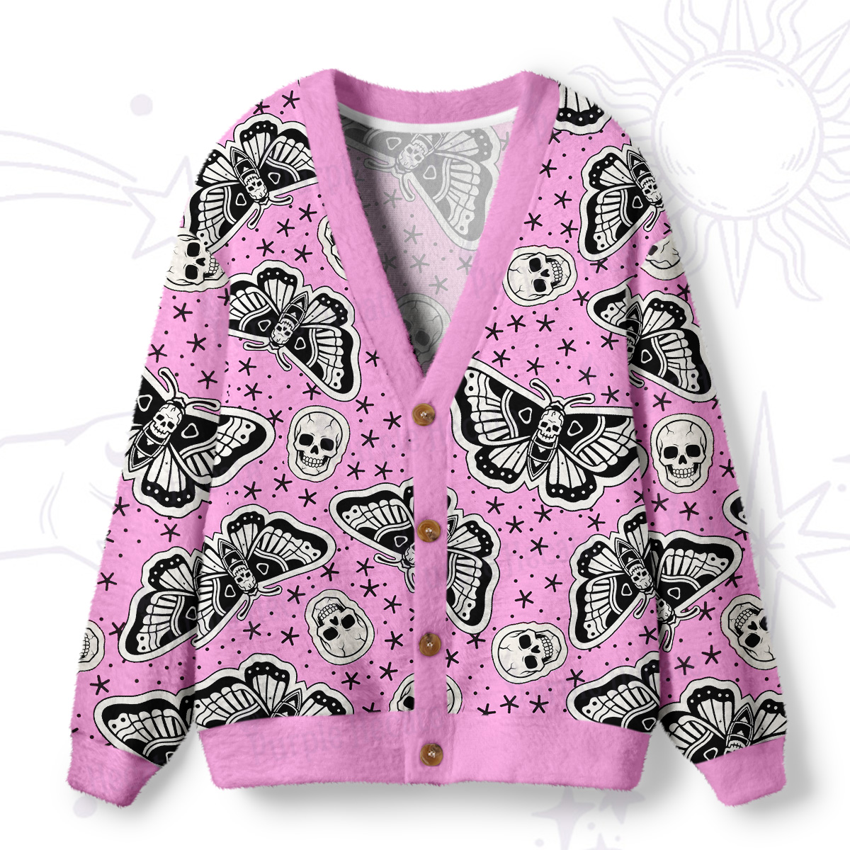 Purplehecate Dark Witchy Death’s Head Moth Skulls Ugly Cardigan Sweaters
