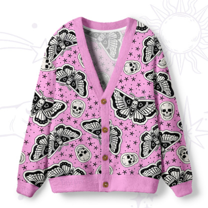 Purplehecate Dark Witchy Death’s Head Moth Skulls Ugly Cardigan Sweaters