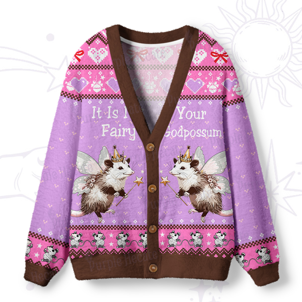 Purplehecate It Is I Your Fairy Godpossum Ugly Cardigan Sweaters