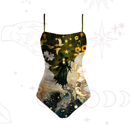 Purplehecate Garden of the Celestial Witch Slim-Strap Swimsuit