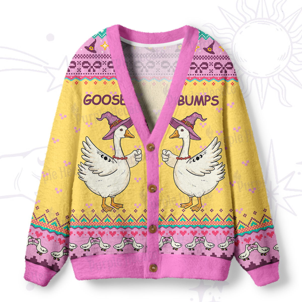 Purplehecate Goose Bumps Ugly Cardigan Sweaters