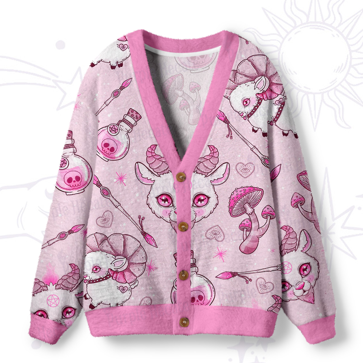 Purplehecate Pastel Occult Goat Ugly Cardigan Sweaters