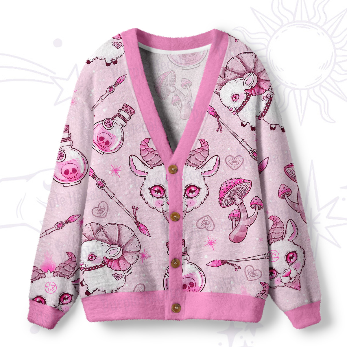 Magic Purplehecate Pastel Occult Goat Ugly Cardigan Sweaters