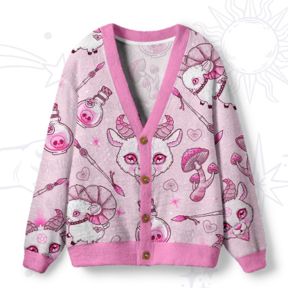 Purplehecate Pastel Occult Goat Ugly Cardigan Sweaters
