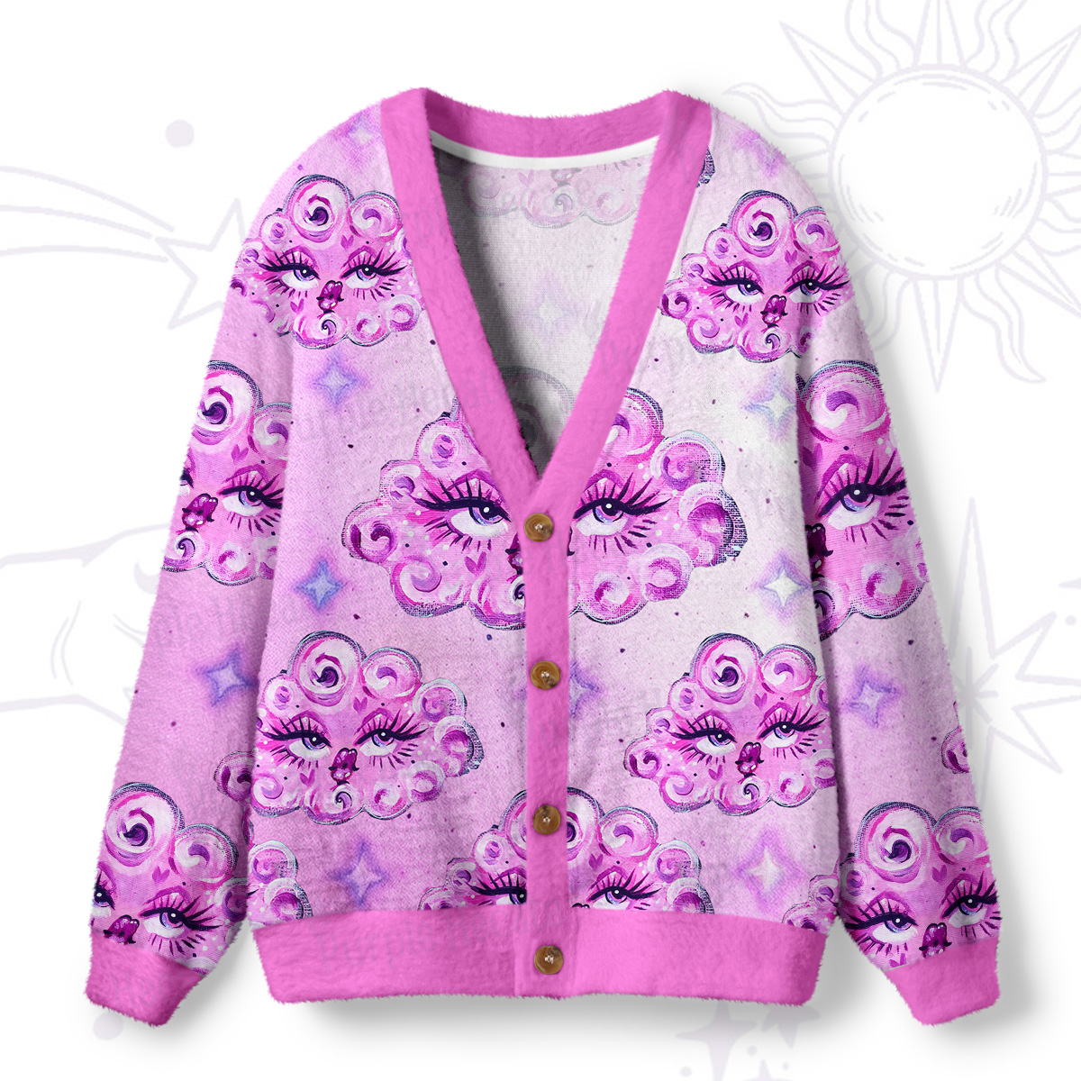 Purplehecate Dreamy  Cloud Eyes Ugly Cardigan Sweaters