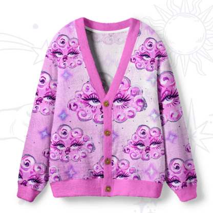 Purplehecate Dreamy  Cloud Eyes Ugly Cardigan Sweaters