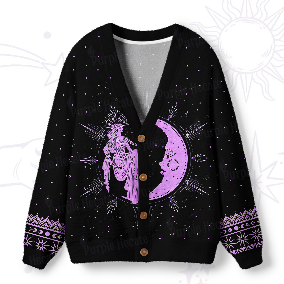 Purplehecate Moonlight Goddess  Ugly Cardigan Sweaters