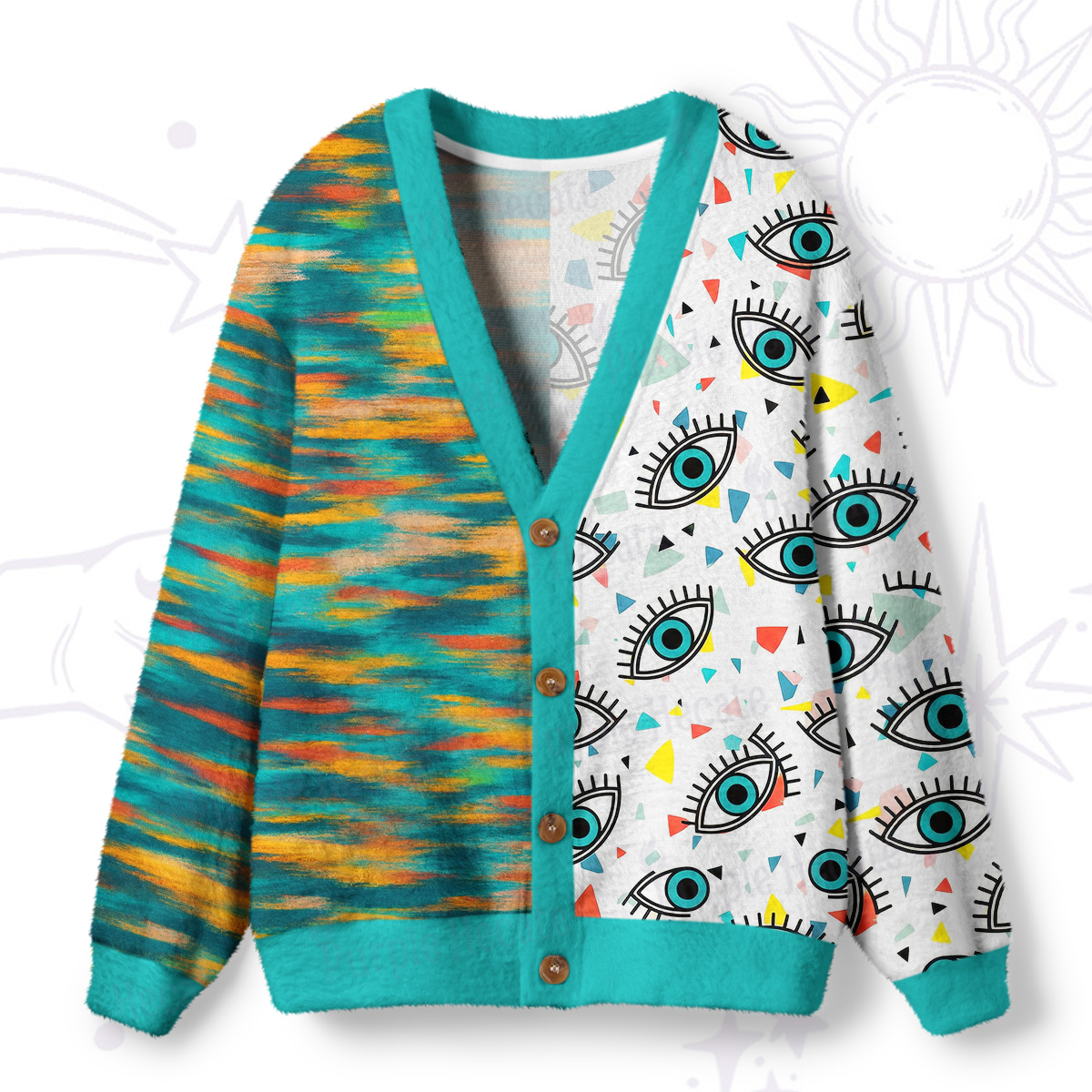 Purplehecate Evil Eye Protection Ugly Cardigan Sweaters