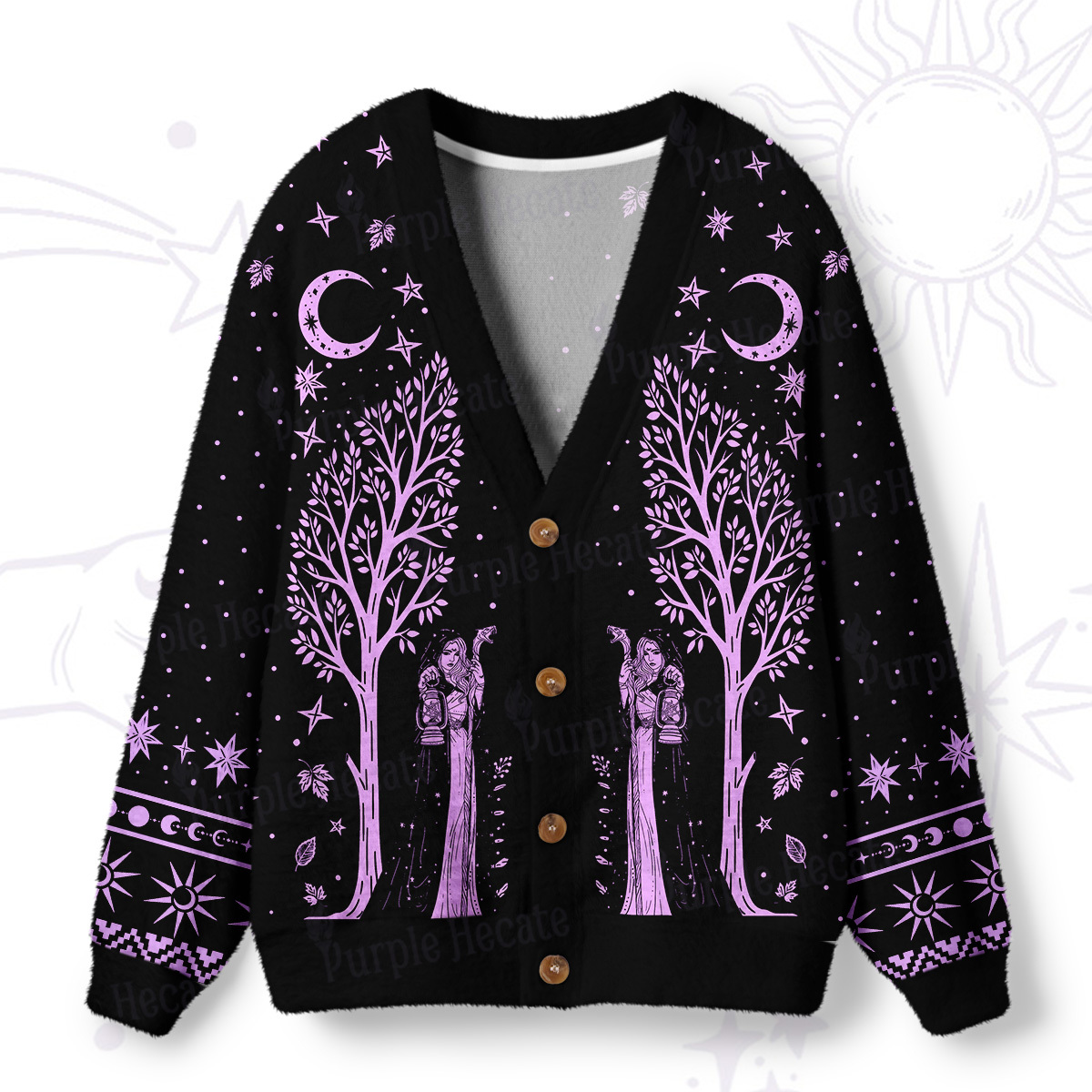 Magic Purplehecate Be The Ancestor They Summon When Shit Gets Real Ugly Cardigan Sweaters