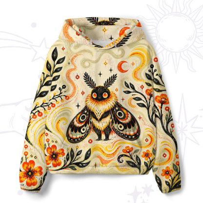 Purplehecate Autumn Moon Moth Guardian Graphic All-Over Print Hoodie