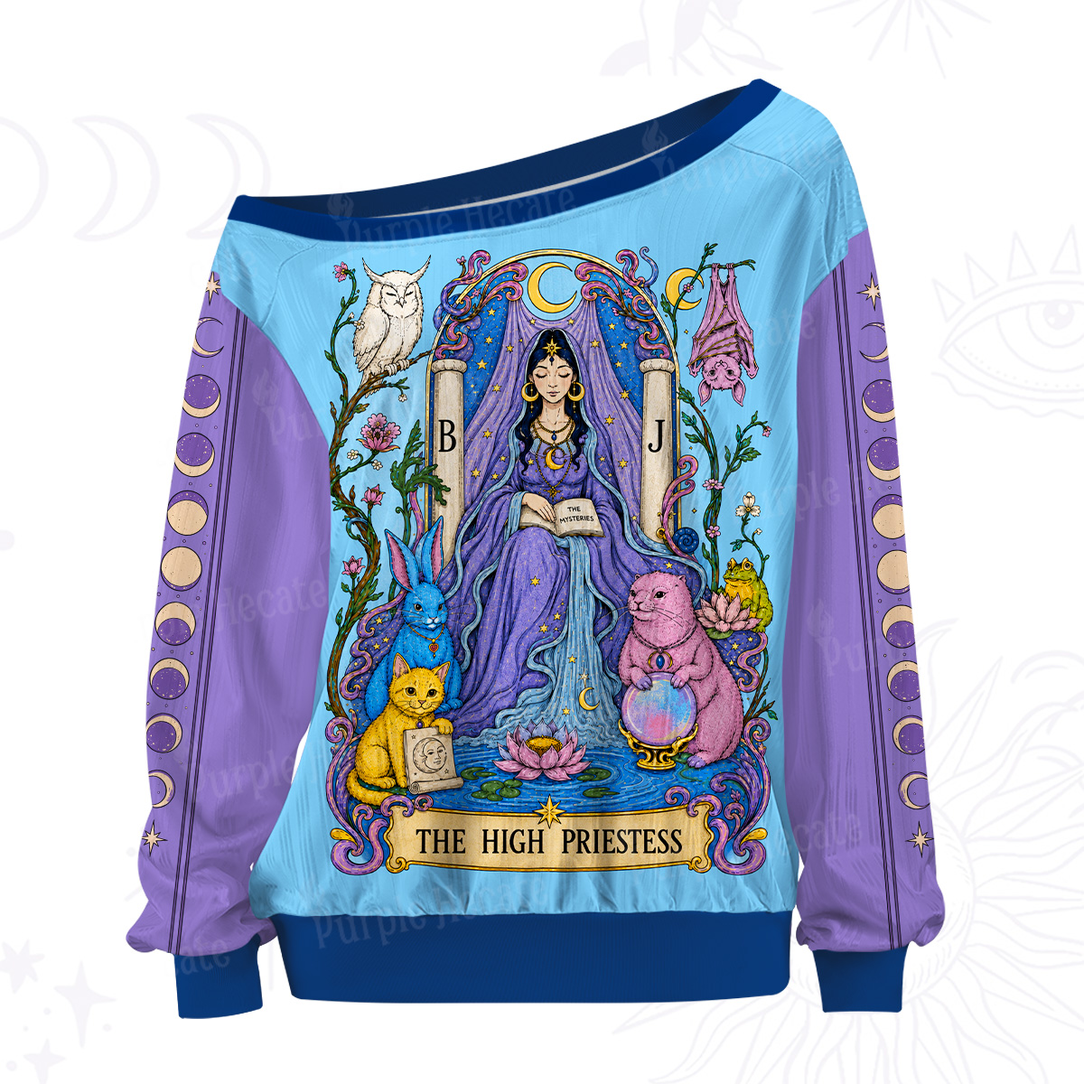 Purplehecate The High Priestess Tarot Card Off The Shoulder Graphic Jersey