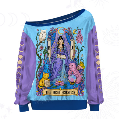 Purplehecate The High Priestess Tarot Card Off The Shoulder Graphic Jersey