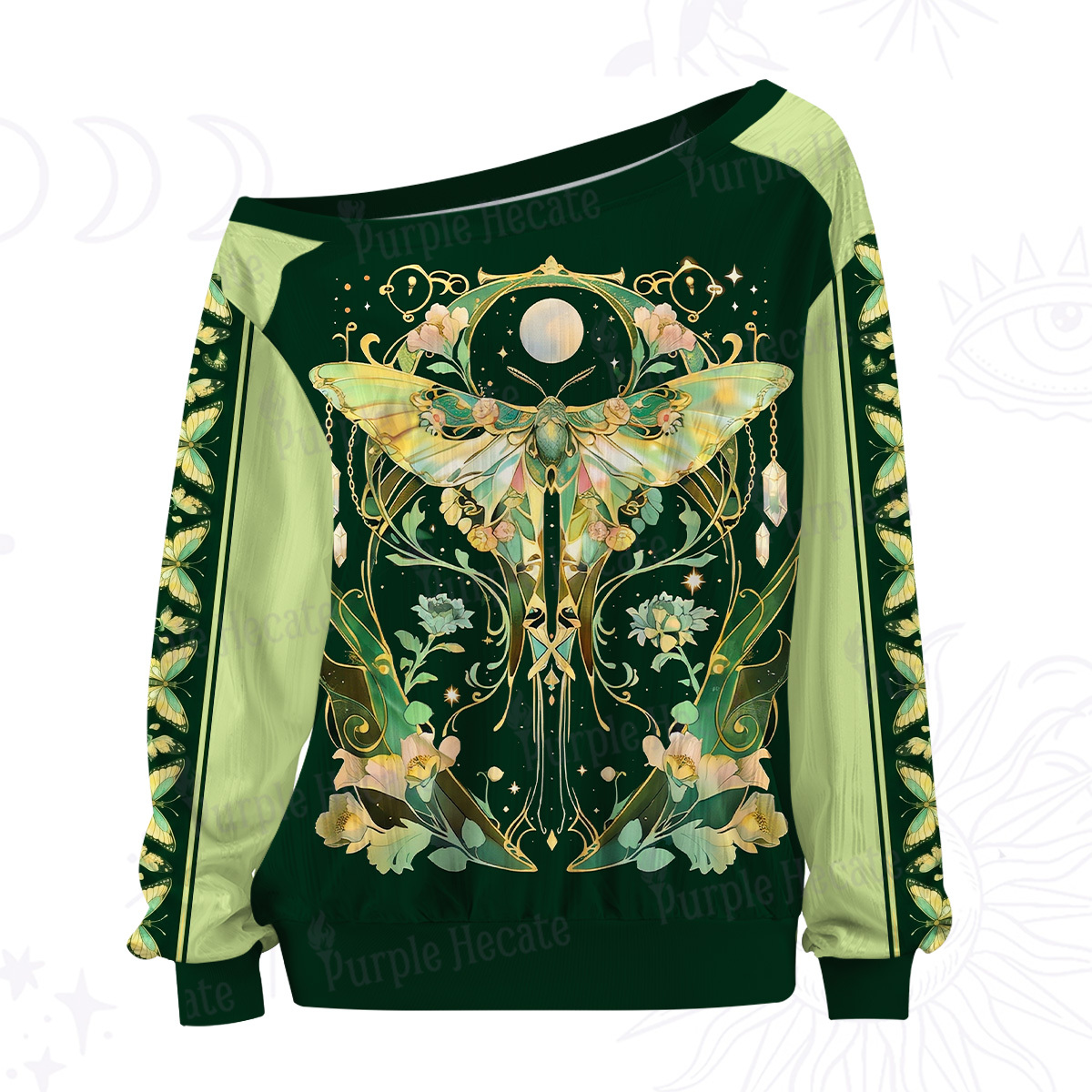 Purplehecate Moon Moth Rave Off The Shoulder Graphic Jersey