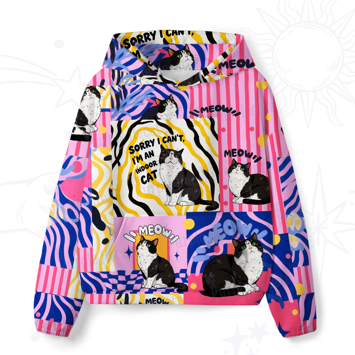 Purplehecate Sorry I Can't Go I'm an Indoor Cat All-Over Print Hoodie