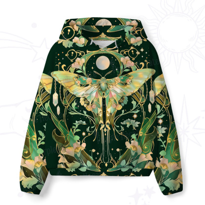 Purplehecate Moon Moth  Rave All-Over Print Hoodie