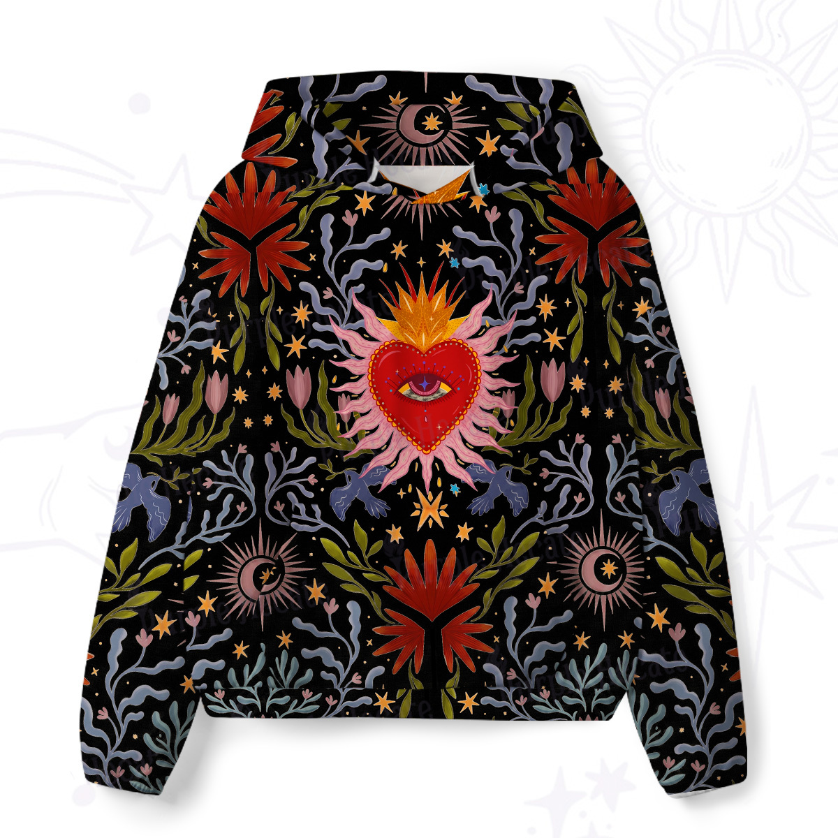 Magic Purplehecate Queen of Hearts Angel Graphic All-Over Print Hoodie