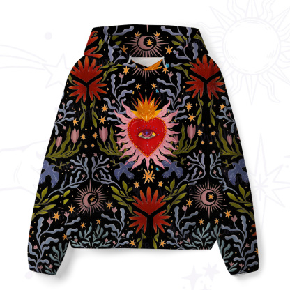 Purplehecate Sacred Flame Heart All-Over Print Hoodie