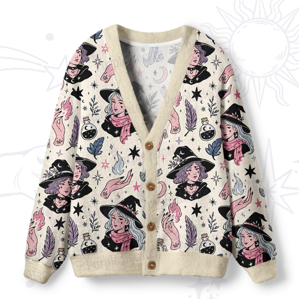 Purplehecate Witch Story Ugly Cardigan Sweaters